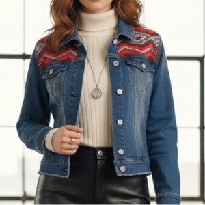 Nine West upcycled stretch denim jean jacket M